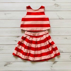 Janie and Jack Dear Valentine Striped Set Top Skirt 6-12 M